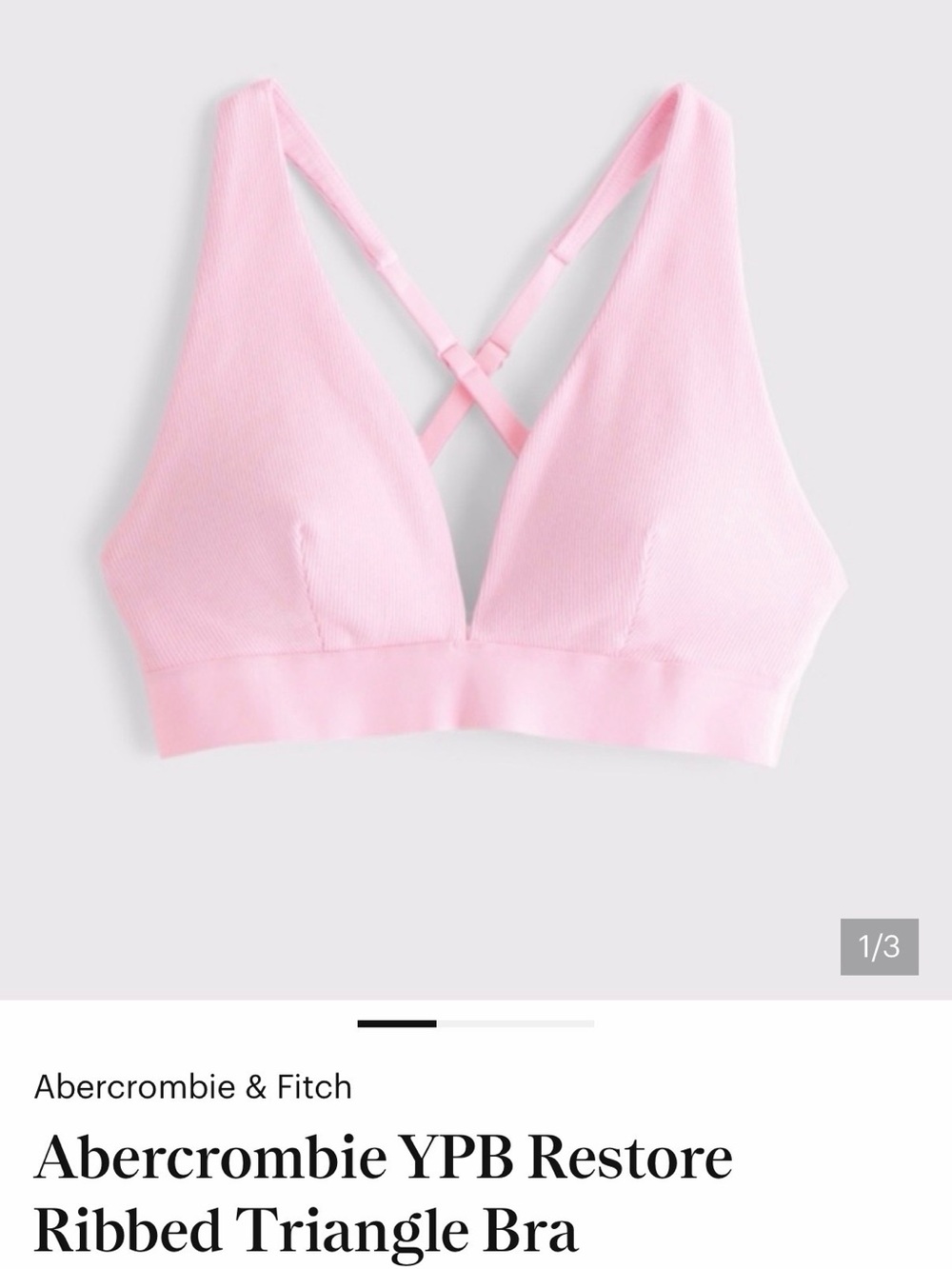 Abercrombie & Fitch Ribbed Triangle Bralette in Light Pink size M